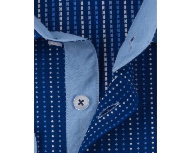 SL 5973 Мужская синяя рубашка с микро-принтом Мужские рубашки